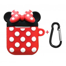 Чехол для Airpods Silicon case с карабином Minnie Mouse