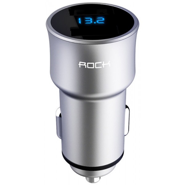 Автомобильное зарядное устройство Rock H2 Car Charger with Digital Display 3,4 A Silver