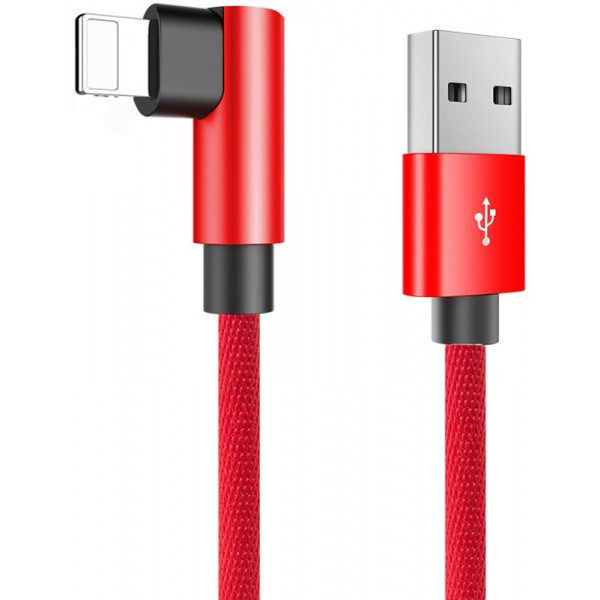 Кабель Rock L-shape Lightning Metal Charge & Sync round Cablee 1,2M Red