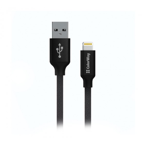 Кабель ColorWay USB-Lihgtning, 1м Black (CW-CBUL004-BK)