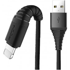 Кабель Rock Hi-Tensile lightning Charge & Sync round Cable 1,2M Black