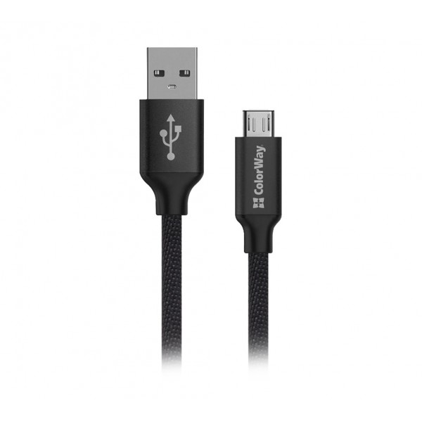 Кабель ColorWay USB-MicroUSB, 1м Black (CW-CBUM002-BK)