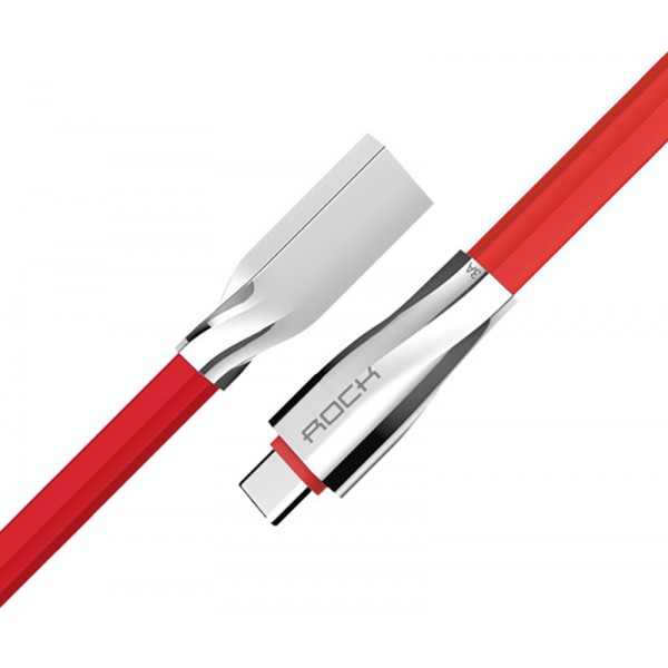 Кабель Rock Salmon type C 3A Charge & Sync flat cable 1 m Red