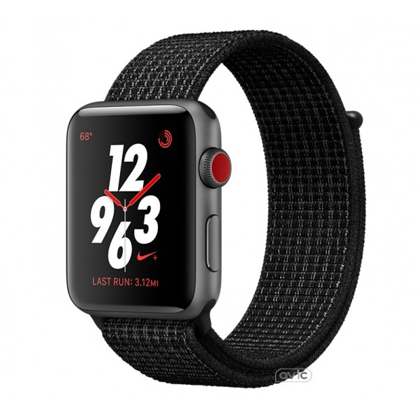 Apple Watch Nike+ Series 3 (GPS + Cellular) 38mm Space Gray Aluminum w. Black/Pure PlatinumSport L. (MQL82)