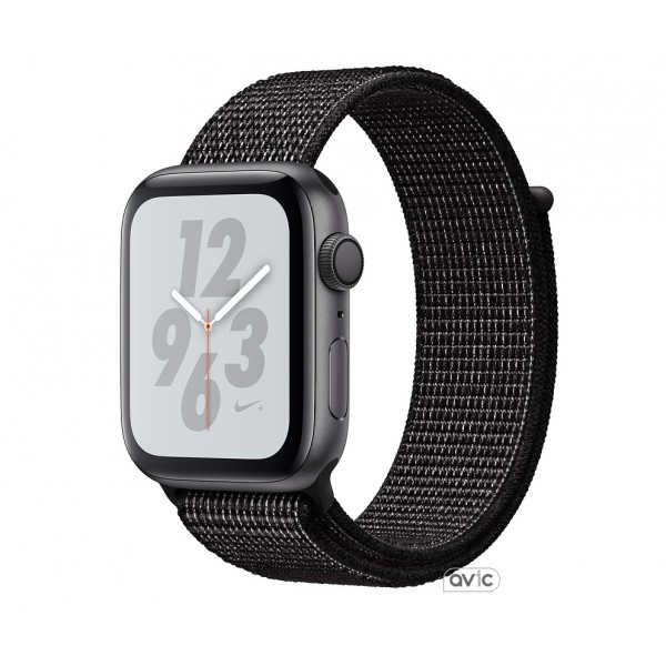 Apple Watch Nike+ Series 4 (GPS + Cellular) 44mm Space Gray Aluminum Case with Black Nike Sport Loop (MTXD2)