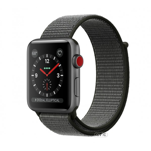 Apple Watch Series 3 (GPS + Cellular) 38mm Space Gray Aluminum w. Dark Olive Sport L. (MQJT2)