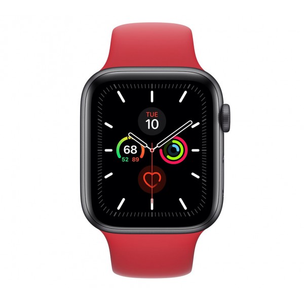 Apple Watch Series 5 (GPS) 44mm Space Gray Aluminum Case with Sport Band Red