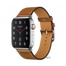 Apple Watch Hermes Series 4 (GPS + Cellular) 44mm Stainless Steel Case with Fauve Barenia Leather Single Tour (MU6V2)