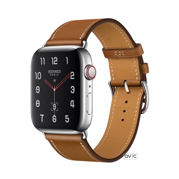 Apple Watch Hermes Series 4 (GPS + Cellular) 44mm Stainless Steel Case with Fauve Barenia Leather Single Tour (MU6V2)