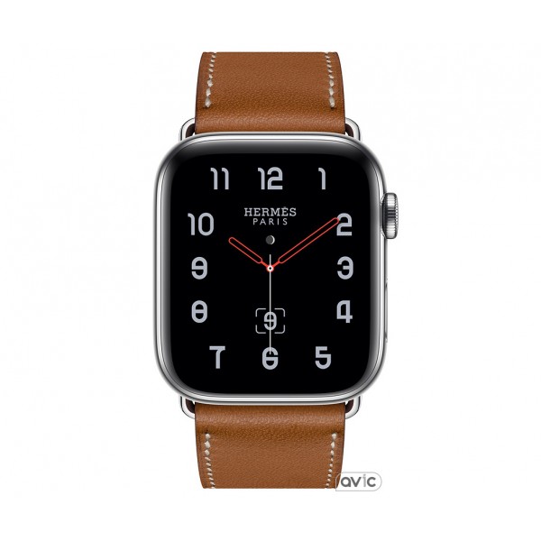 Apple Watch Hermes Series 4 (GPS + Cellular) 44mm Stainless Steel Case with Fauve Barenia Leather Single Tour (MU6V2)