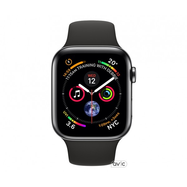 Apple Watch Series 4 (GPS + Cellular) 40mm Space Black Stainless Steel Case with Black Sport Band (MTUN2)