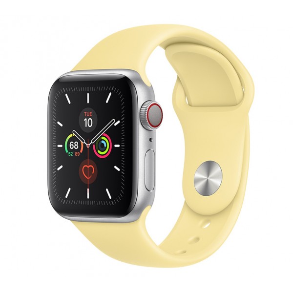 Apple Watch Series 5 (GPS+CELLULAR) 40mm Silver Aluminum Case with Sport Band Lemon Cream