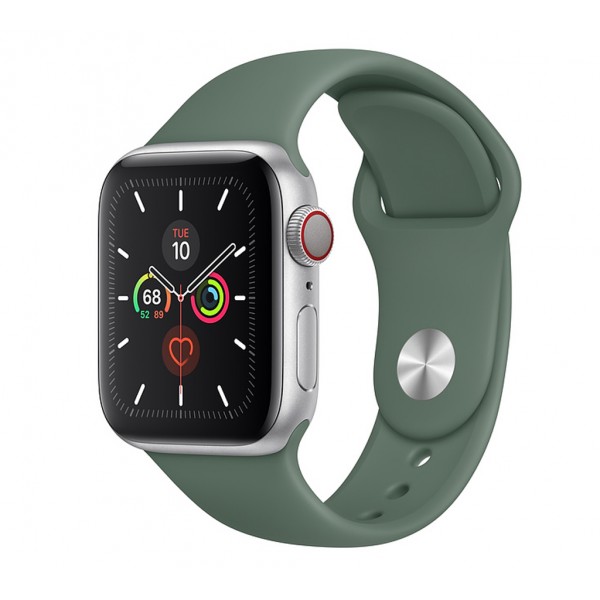 Apple Watch Series 5 (GPS+CELLULAR) 44mm Silver Aluminum Case with Sport Band Pine Green