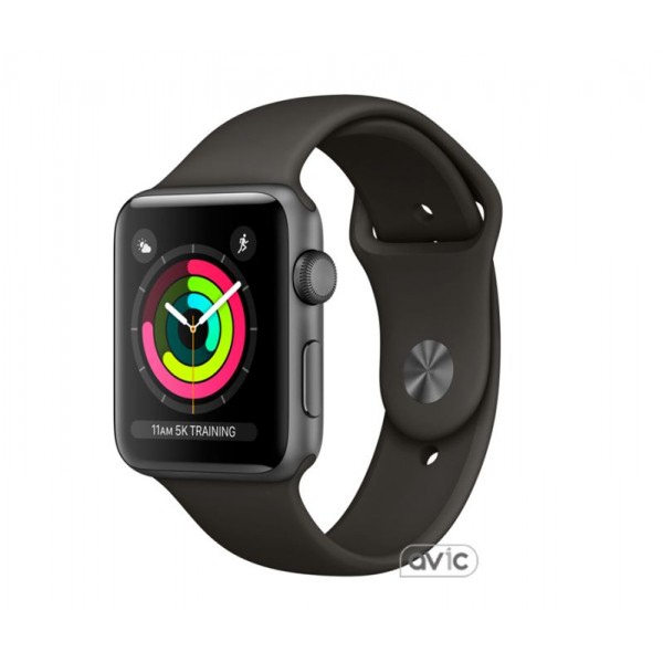 Apple Watch Series 3 (GPS) 38mm Space Gray Aluminum w. Gray Sport B. - Space Gray (MR352)