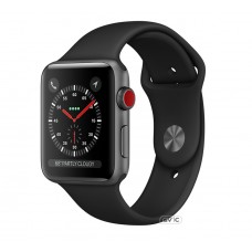 Apple Watch Series 3 (GPS + Cellular) 42mm Space Gray Aluminum w. Black Sport B. (MQK22)