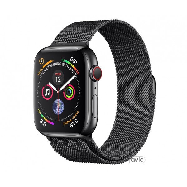 Apple Watch Series 4 (GPS + Cellular) 44mm Space Black Stainless Steel Case with Space Black Milanese Loop (MTV62)