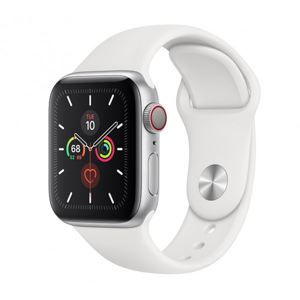 Apple Watch Series 5 LTE 44mm Silver Aluminum w. White b.- Silver Aluminum (MWVY2)