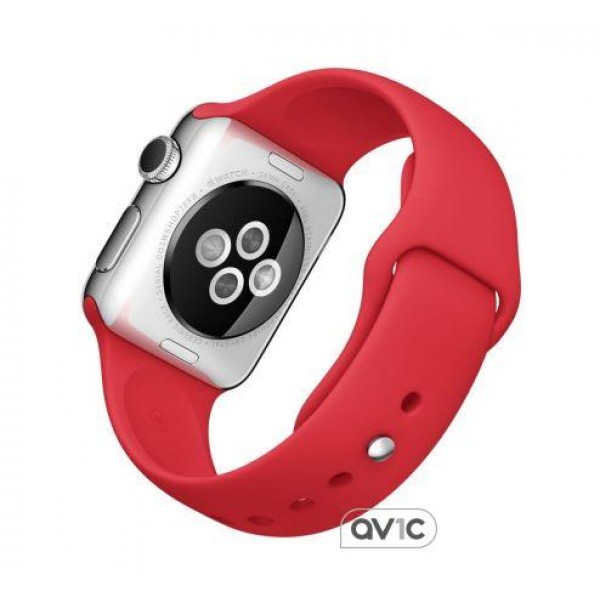 Apple Watch 42mm Stainless Steel Case with Red Sport Band (MLLE2)