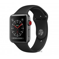 Apple Watch Series 3 (GPS + Cellular) 38mm Space Gray Aluminum w. Black Sport B. (MQJP2)