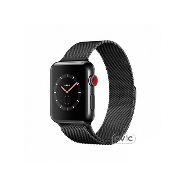 Apple Watch Series 3 + LTE 38mm Space Black Steel Case w. Black Milanese L. (MR1Н2)