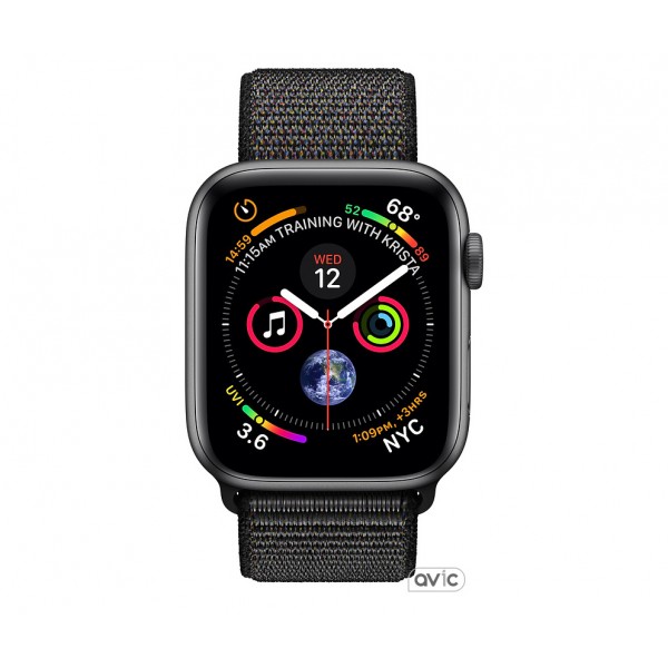 Apple Watch Series 4 (GPS + Cellular) 40mm Space Gray Aluminum Case with Black Sport Loop (MTUH2)