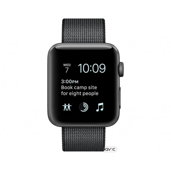 Apple Watch Series 2 38mm Space Gray Aluminum Case with Black Woven Nylon Band (MP052)