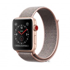 Apple Watch Series 3 38mm GPS + Cellular Gold Aluminum Case with Pink Sand Sport Loop (MQJU2)