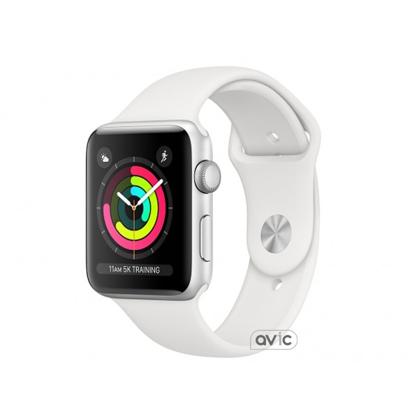 Apple Watch Series 3 GPS 38mm Silver Aluminum w. White Sport band (MTEY2)