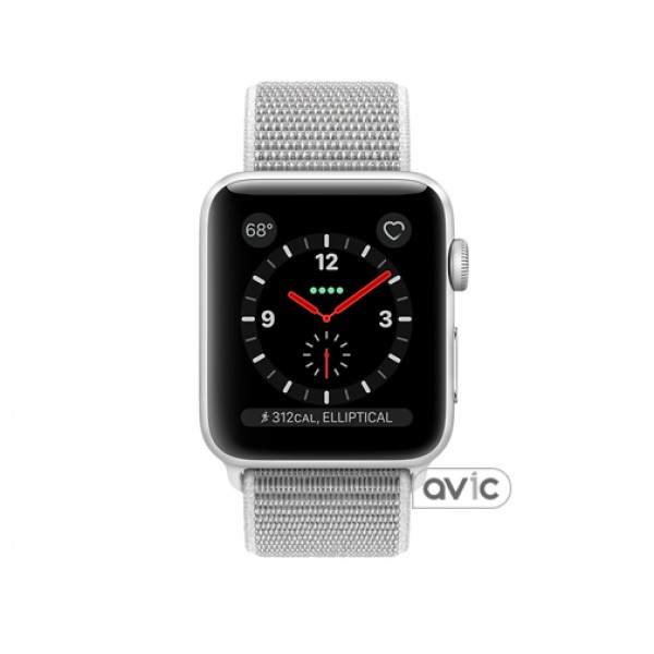 Apple Watch Series 3 (GPS+Cellular) 42mm Silver Aluminum Case with Seashell Sport Loop (MQKQ2)