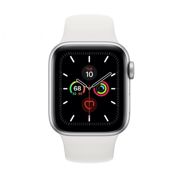 Apple Watch Series 5 GPS 40mm Silver Aluminum w. White b.- Silver Aluminum (MWV62)