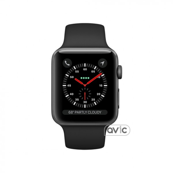 Apple Watch Series 3 (GPS+LTE) 38mm Space Gray Aluminum Case with Gray Sport Band (MQKG2)