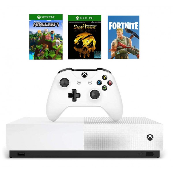 Игровая приставка Microsoft Xbox One S 1Tb White All-Digital Edition + Minecraft + Sea of Thieves + Fortnite