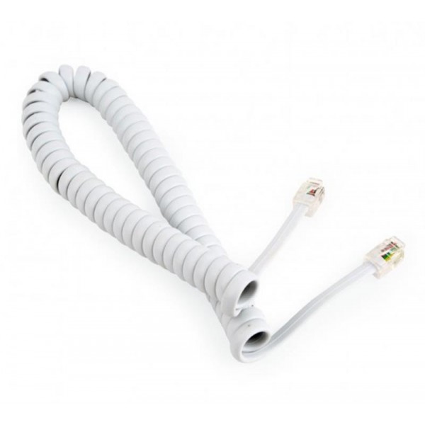 Кабель телефонный Cablexpert (TC4P4CS-2M-W) спиральный, CCS, 4P4C, 2м, белый