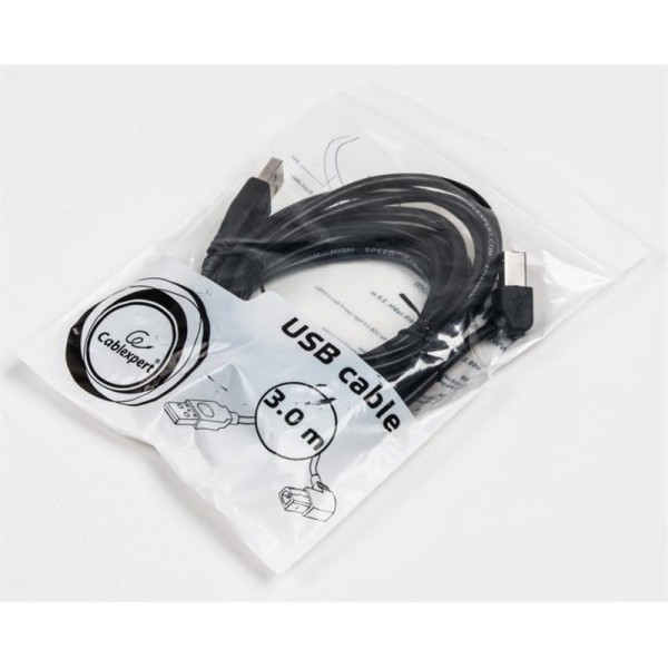 Кабель Cablexpert (CCP-USB2-AMBM90-10) USB2.0 A - USB В, угловой, 3 м, премиум, черный