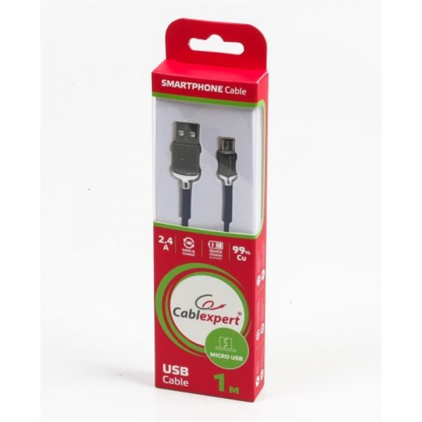 Кабель Cablexpert (CCPB-M-USB-07B) USB 2.0 A - microUSB B, премиум, 1м, синий