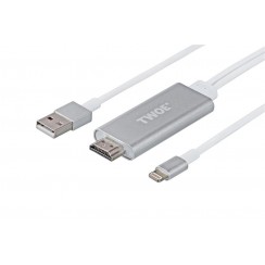 Кабель 2E Lightning - HDMI+USB A, Aluminum Shell, 2м Silver (2EW-2327)