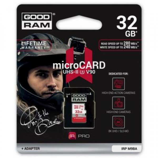 Карта памяти GOODRAM 32GB microSDHC UHS II V90 U3 IRDM PRO (IRP-M9BA-0320R11)