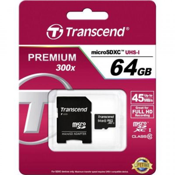 Карта памяти Transcend 64GB microSDXC Class 10 (TS64GUSDXC10)