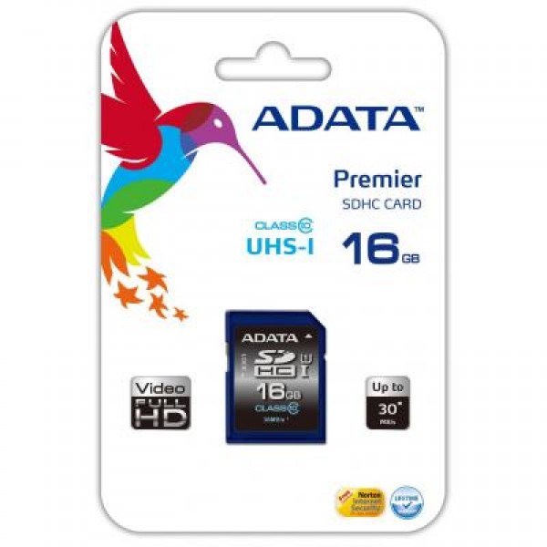 Карта памяти ADATA 16GB SDHC class 10 UHS-1 (ASDH16GUICL10-R)