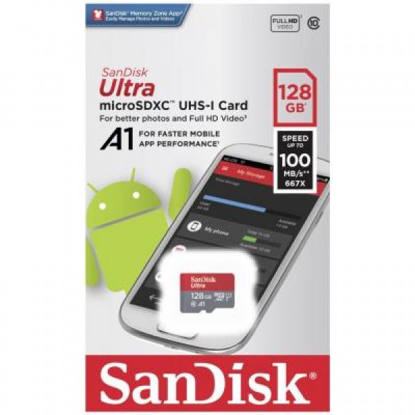 Карта памяти SanDisk 128GB microSDXC class 10 UHS-I (SDSQUAR-128G-GN6MA)