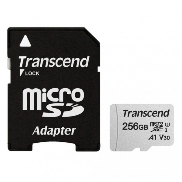 Карта памяти Transcend 256 GB microSDXC UHS-I U3 300S + SD Adapter TS256GUSD300S-A