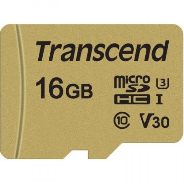 Карта памяти Transcend 16GB microSDHC class 10 UHS-I U3 V30 (TS16GUSD500S)