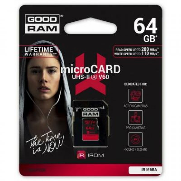 Карта памяти GOODRAM 64GB microSDXC UHS II V60 U3 IRDM (IR-M6BA-0640R11)