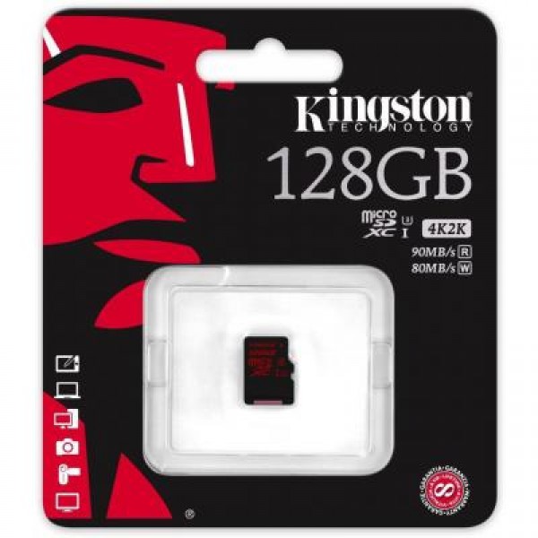 Карта памяти Kingston 128GB microSDXC class10 UHS-I U3 (SDCA3/128GBSP)