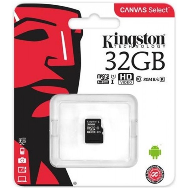 Карта памяти Kingston 32GB microSDHC class 10 UHS-I (SDCS/32GBSP)