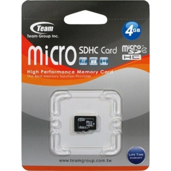 Карта памяти TEAM 8 GB microSDHC Class 4 TUSDH8GCL402