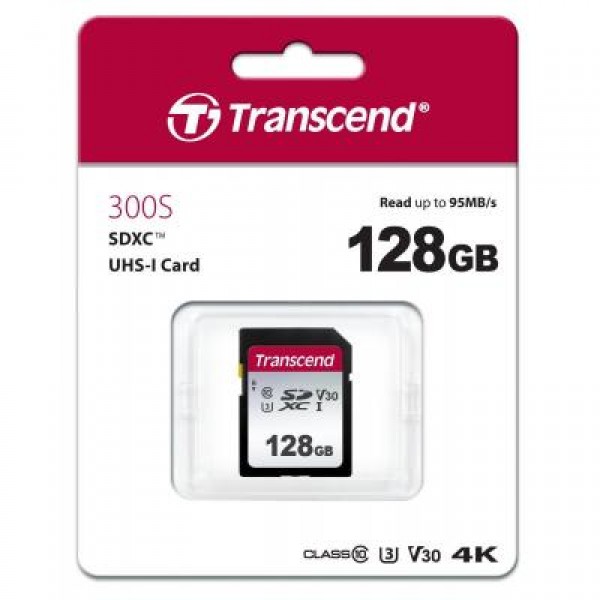 Карта памяти Transcend 128GB SDXC class 10 UHS-I U3 V30 (TS128GSDC300S)