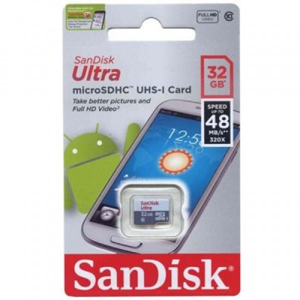 Карта памяти SanDisk 32GB microSD Class 10 UHS-I Ultra (SDSQUNS-032G-GN3MN)