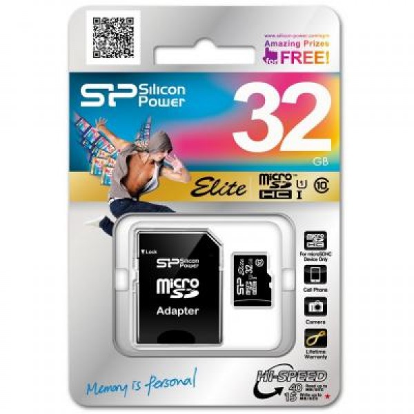 Карта памяти Silicon Power 32GB microSD Class 10 UHS-ISDR (SP032GBSTHBU1V10SP)