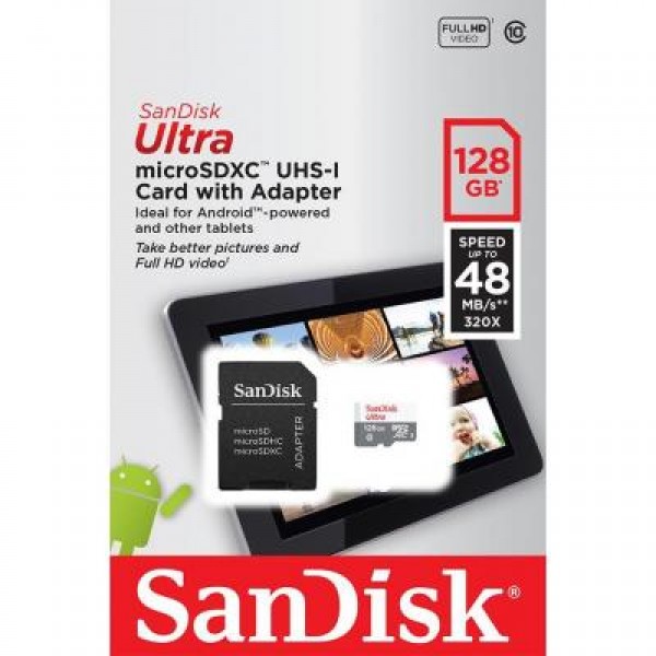 Карта памяти SanDisk 128GB microSDXC class 10 UHS-I Ultra (SDSQUNS-128G-GN6TA)